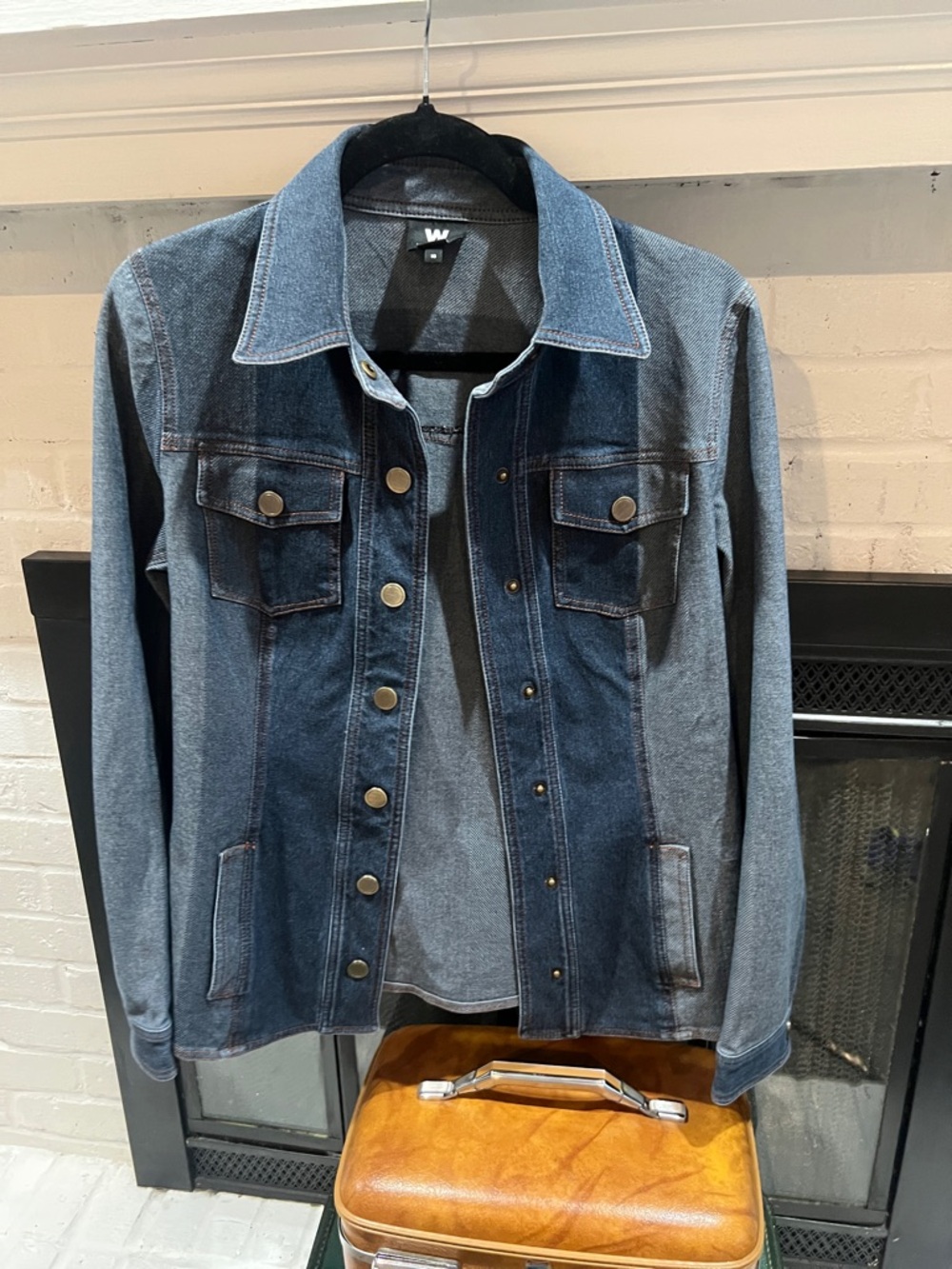 W by Worth Two-Tone Blue Denim Button Jacket - Picture 3 of 7